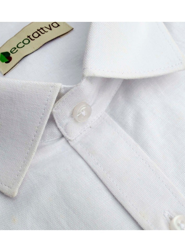 ecotattva 100% Pure Cotton Formal Shirt - Men's White Color - Full Sleeve Cotton Shirt - Image 5