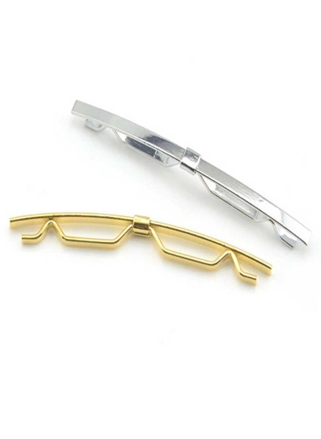 Teensery دبوس ربط عنق معدني 2 قطعة مع مشبك ربطة عنق ومشبك ياقة للقمصان وإكسسوارات للرجال (ذهبي وفضي) - Image 2