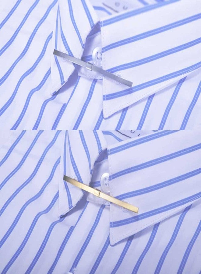 Teensery دبوس ربط عنق معدني 2 قطعة مع مشبك ربطة عنق ومشبك ياقة للقمصان وإكسسوارات للرجال (ذهبي وفضي) - Image 3