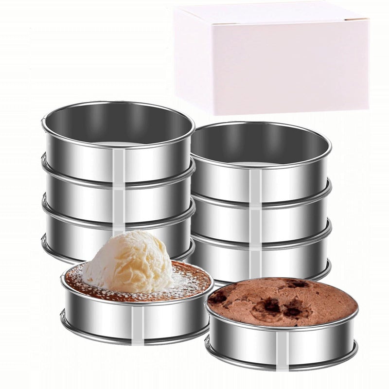 KUAYB 8 Pieces English Muffin Rings Crumpet Rings 315 Inch Stainless Steel Double Rolled Tart Ring Nonstick Metal Round Ring Mold for Kitchen Cooking Baking