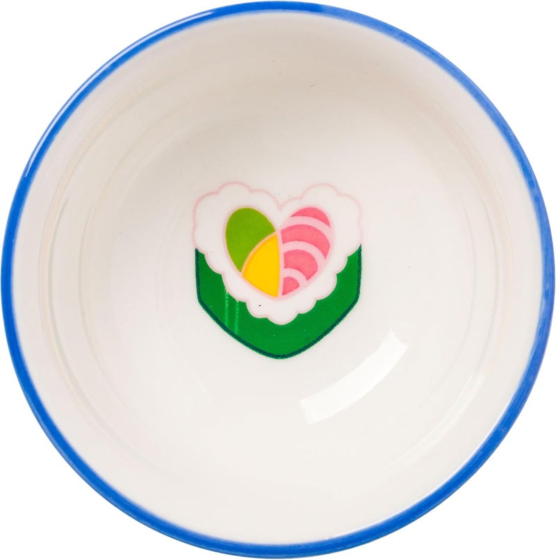 Silver Buffalo Care Bears Featuring Grumpy Tenderheart and Friend Bear Ramen Blue Ceramic Sushi Set with Dipping Sauce Dish and Matching Chopsticks - Image 4