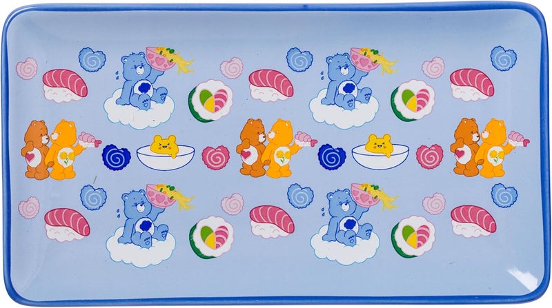 Silver Buffalo Care Bears Featuring Grumpy Tenderheart and Friend Bear Ramen Blue Ceramic Sushi Set with Dipping Sauce Dish and Matching Chopsticks - Image 3