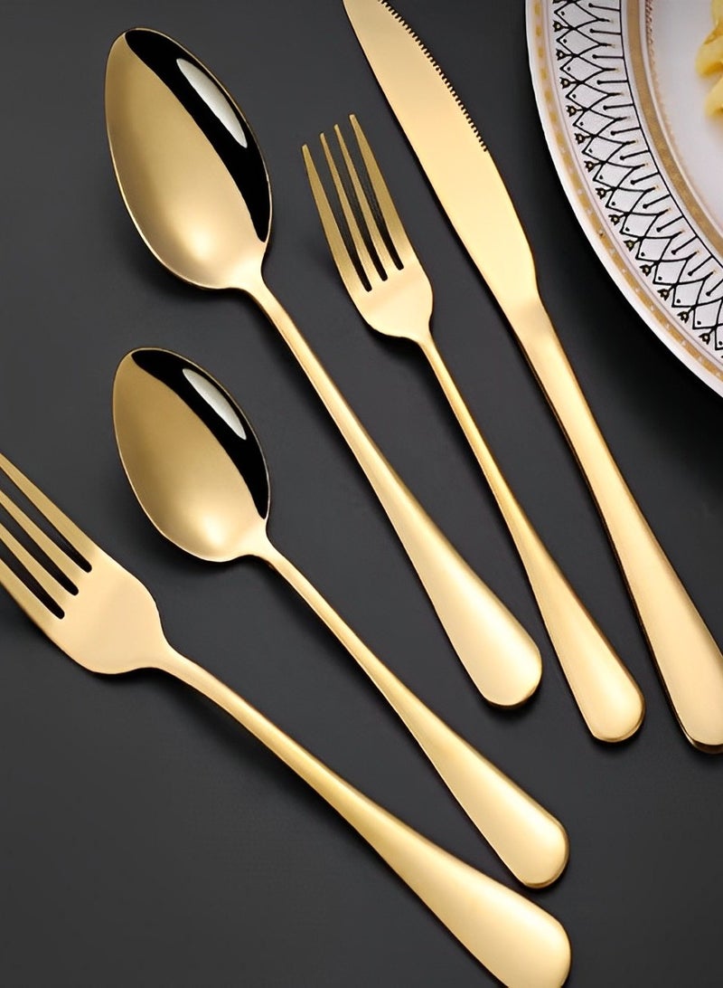 30Pcs Stainless Steel Flatware Cutlery Set Golden  - Image 2