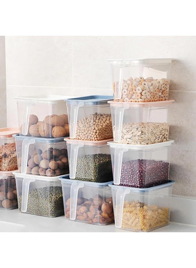 Premify 4 Packs Small Storage Box With Lid Plastic Stackable Storage Boxes Refrigerator Kitchen Organizer Keeper, Food Storage Container Bins - Image 2