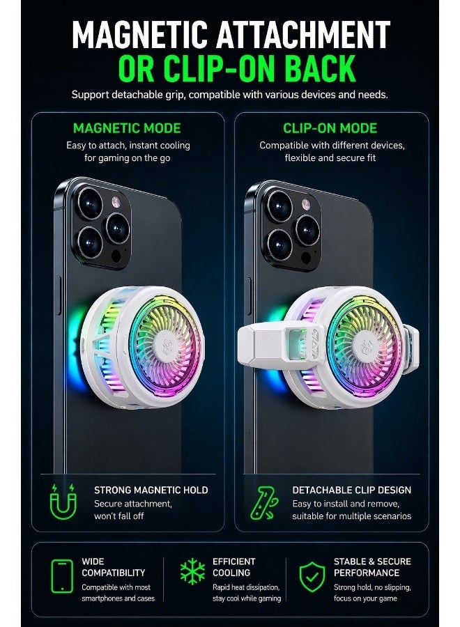 بلاك شارك مروحة تبريد هاتف Blackshark 5 Funcooler، مروحة تبريد مغناطيسية بقوة 20 واط مع التحكم عبر التطبيق، منصة تبريد محمولة شبه صامتة، ارتباط مغناطيسي قوي للهاتف الذكي وإصدارات RedMagic والآيباد - مثالية لألعاب FPS مثل PUBG Mobile وCall of Duty Mobile - Image 5