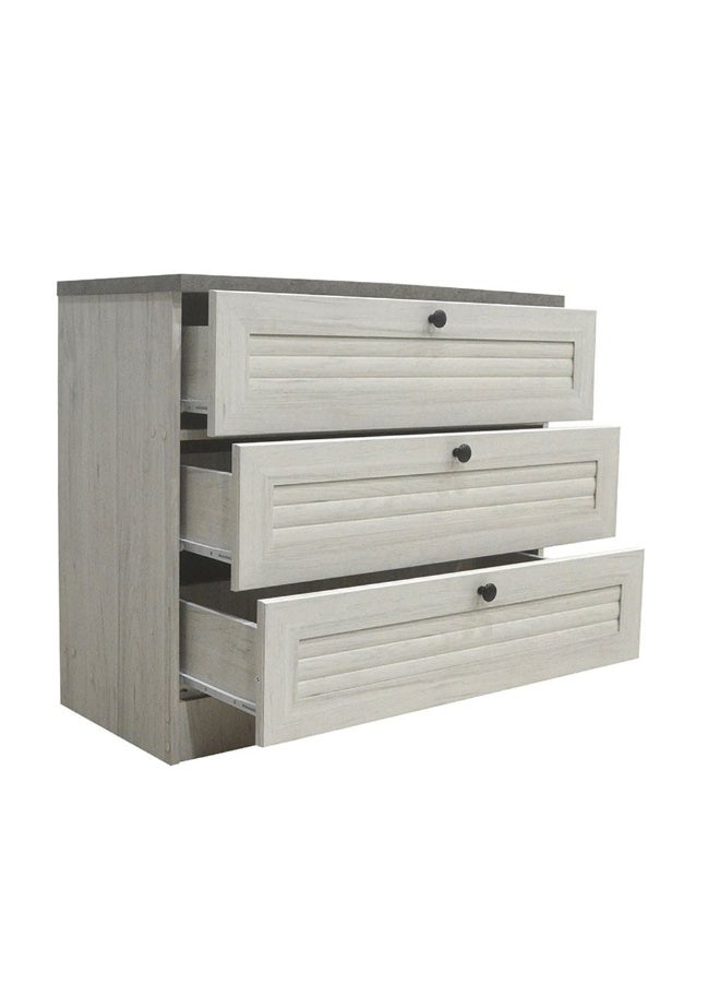 DANUBE HOME Zenith 3 Drawers Young Dresser Dresser For Bedroom Chest Of Drawers Storage Organizer Unit For Living Room Entryway Hallway Nursery Kids Room -White Oak+Cement  - Image 2