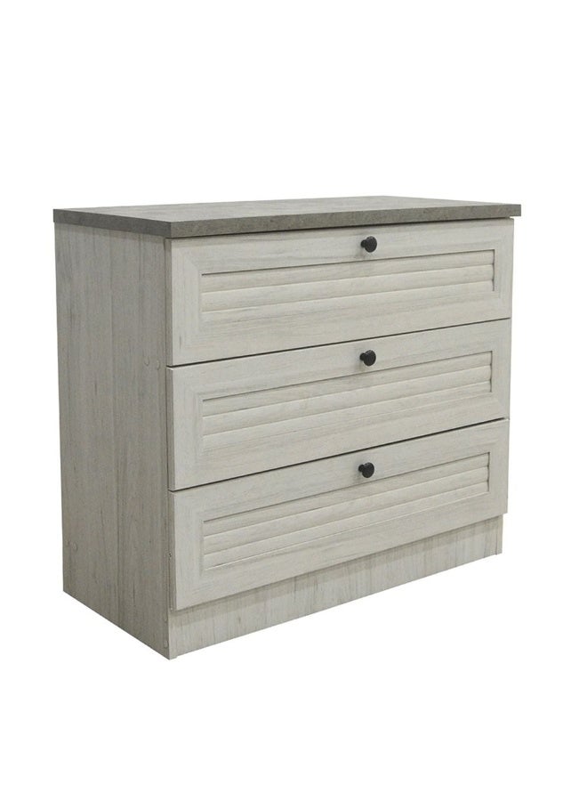 DANUBE HOME Zenith 3 Drawers Young Dresser Dresser For Bedroom Chest Of Drawers Storage Organizer Unit For Living Room Entryway Hallway Nursery Kids Room -White Oak+Cement  - Image 4
