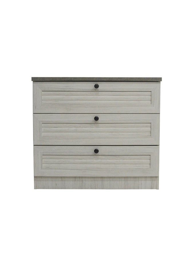 DANUBE HOME Zenith 3 Drawers Young Dresser Dresser For Bedroom Chest Of Drawers Storage Organizer Unit For Living Room Entryway Hallway Nursery Kids Room -White Oak+Cement  - Image 3