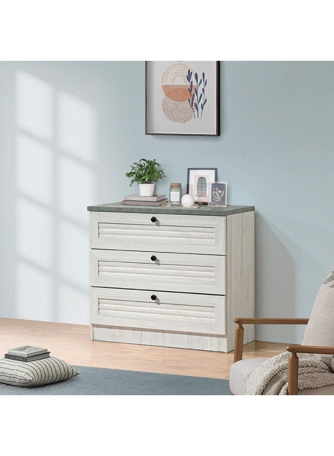 DANUBE HOME Zenith 3 Drawers Young Dresser Dresser For Bedroom Chest Of Drawers Storage Organizer Unit For Living Room Entryway Hallway Nursery Kids Room -White Oak+Cement  - Image 1