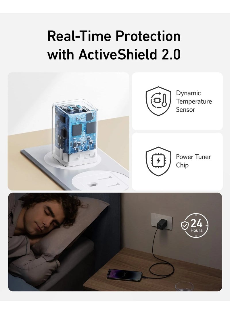 أنكر شاحن جداري USB-C بقوة 47 واط ومنفذين - نانو 3 أسود | A2039L11 أسود - Image 2