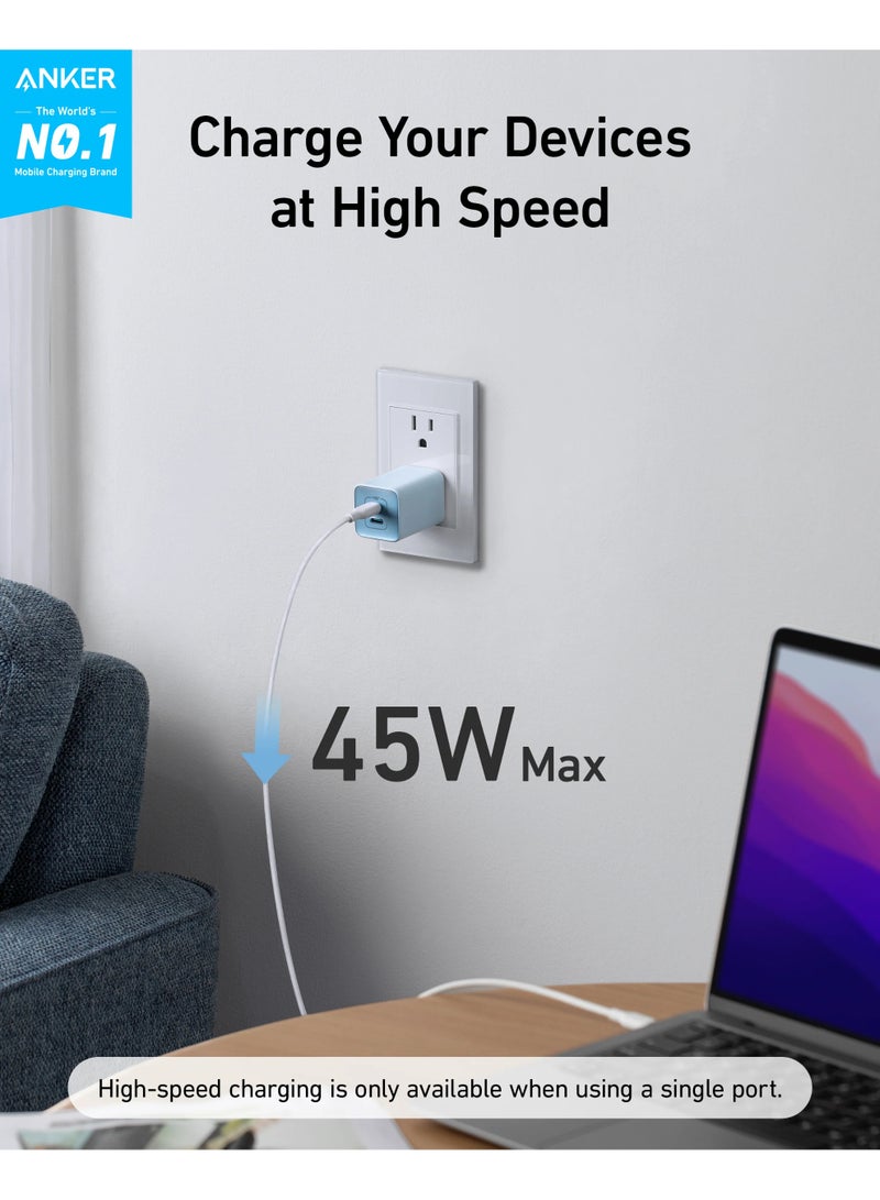 أنكر شاحن جداري USB-C بقوة 47 واط ومنفذين - نانو 3 أسود | A2039L11 أسود - Image 5