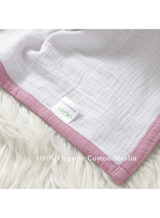 okdiy 4 Layers Muslin Baby Blankets, 100% Cotton Muslin Toddler Crib Swaddle Blankets, Soft and Lightweight Baby Quilt for Boys and Girls 47 * 47" (Violet+White) - Image 4