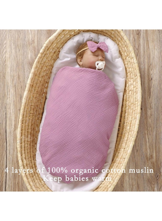 okdiy 4 Layers Muslin Baby Blankets, 100% Cotton Muslin Toddler Crib Swaddle Blankets, Soft and Lightweight Baby Quilt for Boys and Girls 47 * 47" (Violet+White) - Image 2