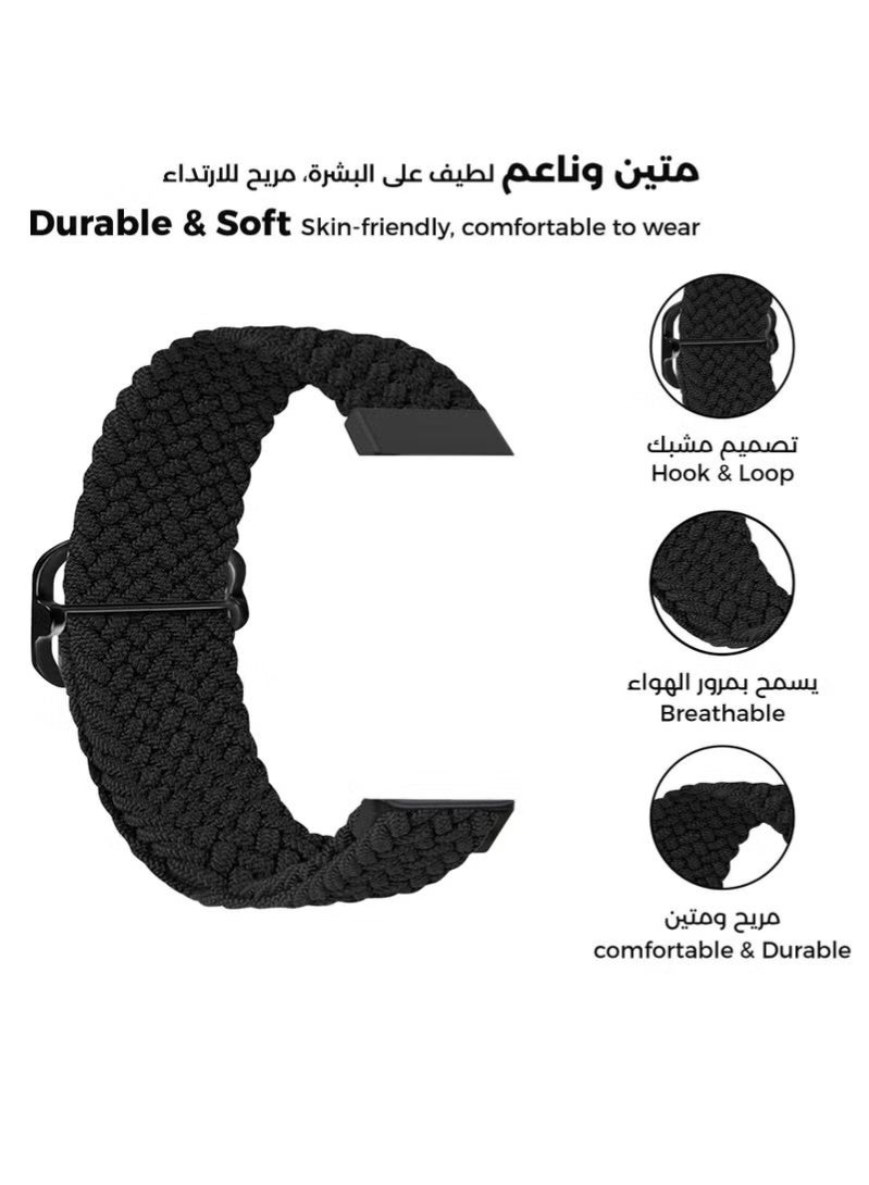 Braided Nylon Fabric Strap for Huawei Band 10/9/8 Replacement Wristband Silicone Watch Band (Black) - Image 2