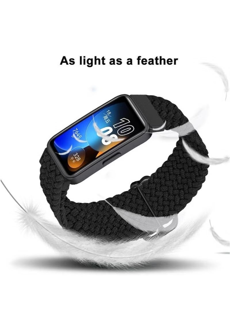 Braided Nylon Fabric Strap for Huawei Band 10/9/8 Replacement Wristband Silicone Watch Band (Black) - Image 4