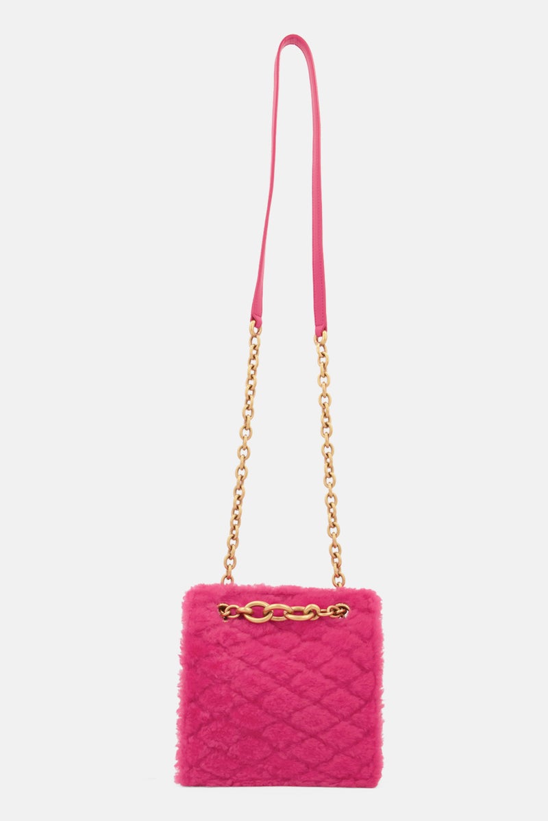 Saint Laurent Women Textured Cross Body Bag 19 L x 21 H x 3 W cm, Pink - Image 1