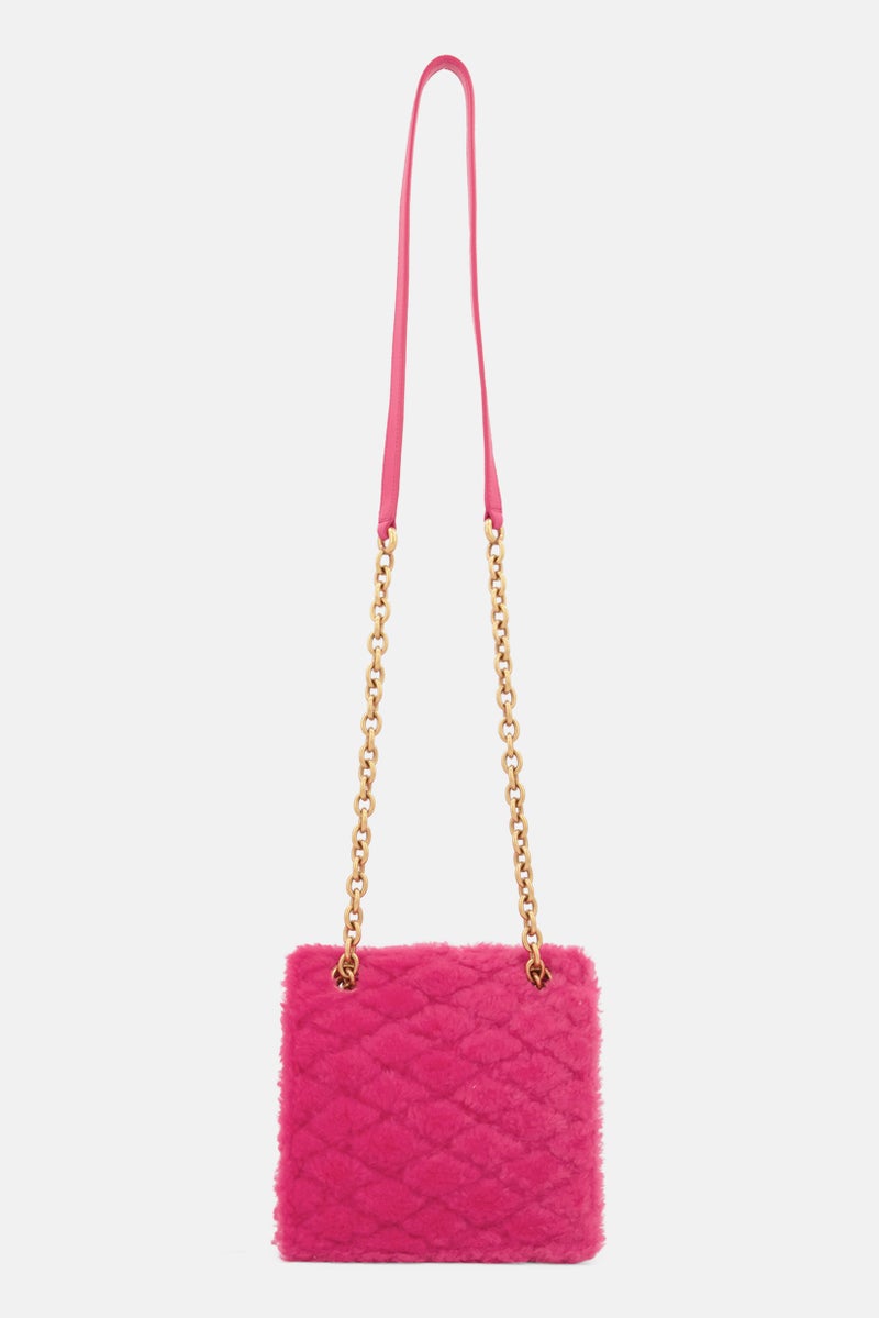 Saint Laurent Women Textured Cross Body Bag 19 L x 21 H x 3 W cm, Pink - Image 3