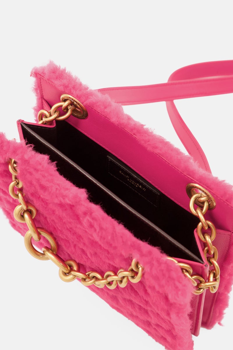Saint Laurent Women Textured Cross Body Bag 19 L x 21 H x 3 W cm, Pink - Image 4