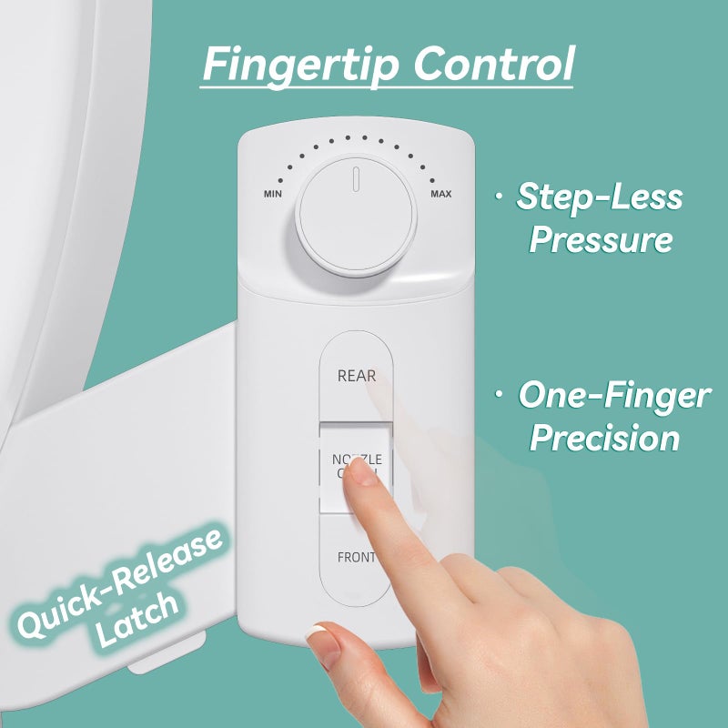 BIGCOW â€ŒBIGCOW Ultra-Slim Bidet Attachment, Self-Cleaning Dual Nozzle (Front/Rear Wash), One-Finger Command, Ergonomic 3+1 Tactile Controls, Pressure Dial & Tool-Free Install, Instant Hygiene Upgrade - Image 2