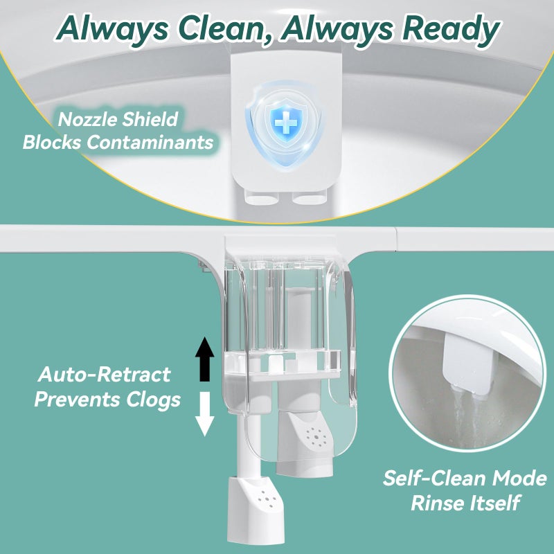 BIGCOW â€ŒBIGCOW Ultra-Slim Bidet Attachment, Self-Cleaning Dual Nozzle (Front/Rear Wash), One-Finger Command, Ergonomic 3+1 Tactile Controls, Pressure Dial & Tool-Free Install, Instant Hygiene Upgrade - Image 4