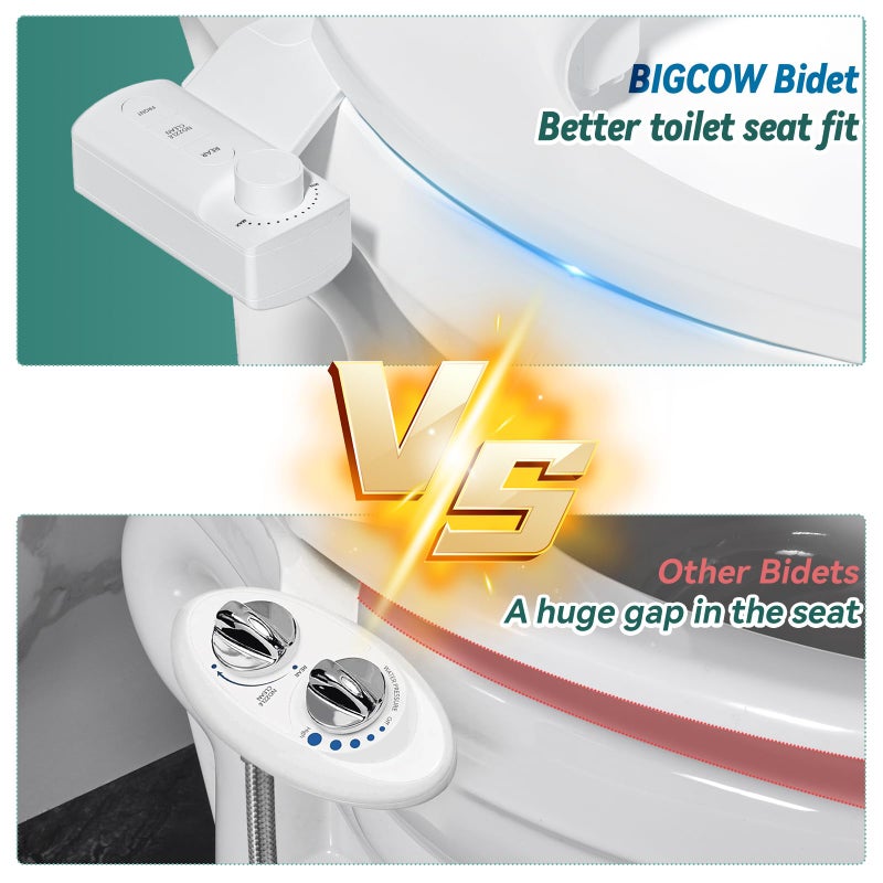 BIGCOW â€ŒBIGCOW Ultra-Slim Bidet Attachment, Self-Cleaning Dual Nozzle (Front/Rear Wash), One-Finger Command, Ergonomic 3+1 Tactile Controls, Pressure Dial & Tool-Free Install, Instant Hygiene Upgrade - Image 5