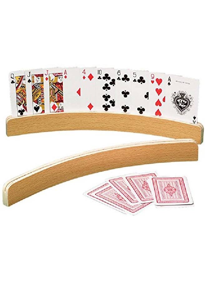 CHH 14" Curved Shape Wooden Card Holders Set Of Two, Natural Finish  - Image 1