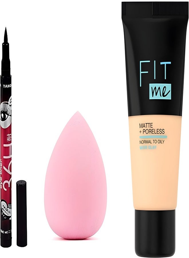 DOLO fit me compact foundation primer 36H eyeliner pro conceal blender puff (set of 6) - Image 5