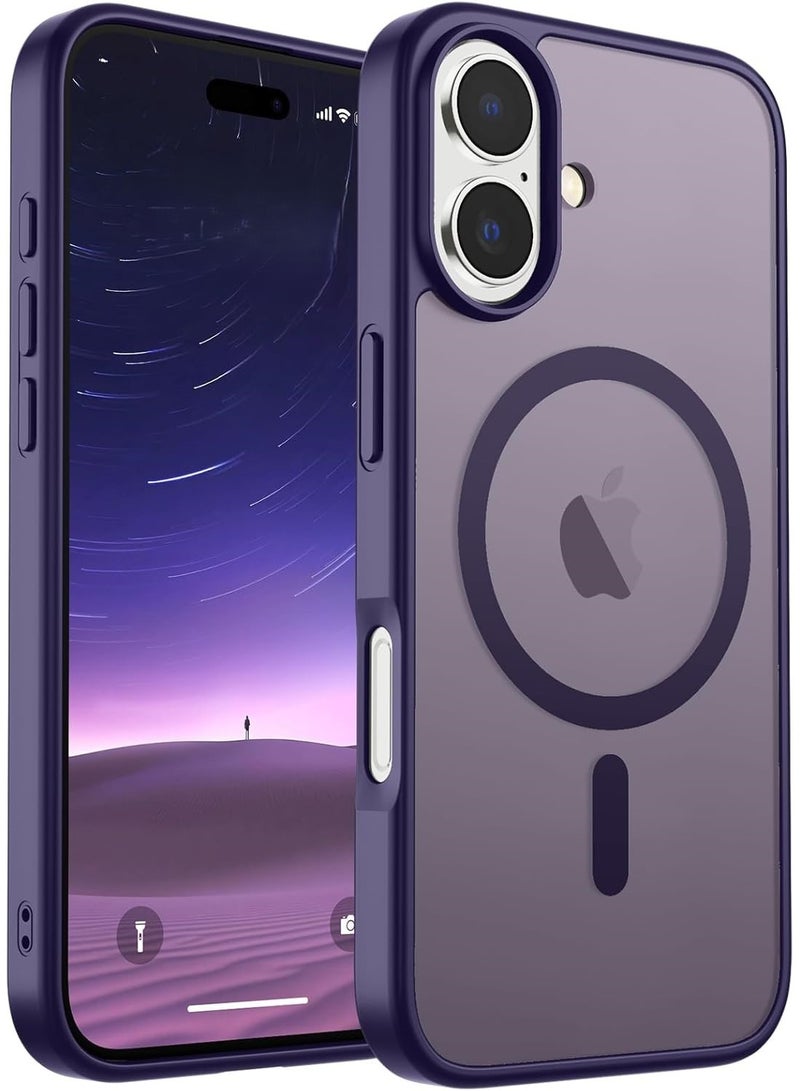 أكاليكس جراب مغناطيسي غير لامع لهاتف آيفون 17، متوافق مع MagSafe، غطاء فاخر مطلي، جراب حماية للهاتف مقاوم للصدمات مصنوع من مادة TPU الناعمة غير اللامعة | بنفسجي داكن - Image 1