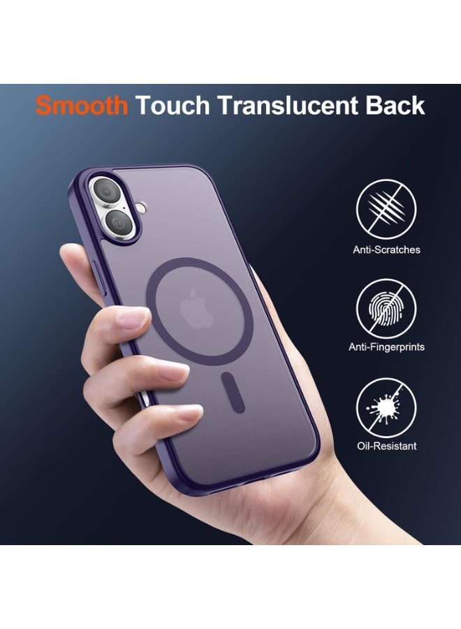 أكاليكس جراب مغناطيسي غير لامع لهاتف آيفون 17، متوافق مع MagSafe، غطاء فاخر مطلي، جراب حماية للهاتف مقاوم للصدمات مصنوع من مادة TPU الناعمة غير اللامعة | بنفسجي داكن - Image 5