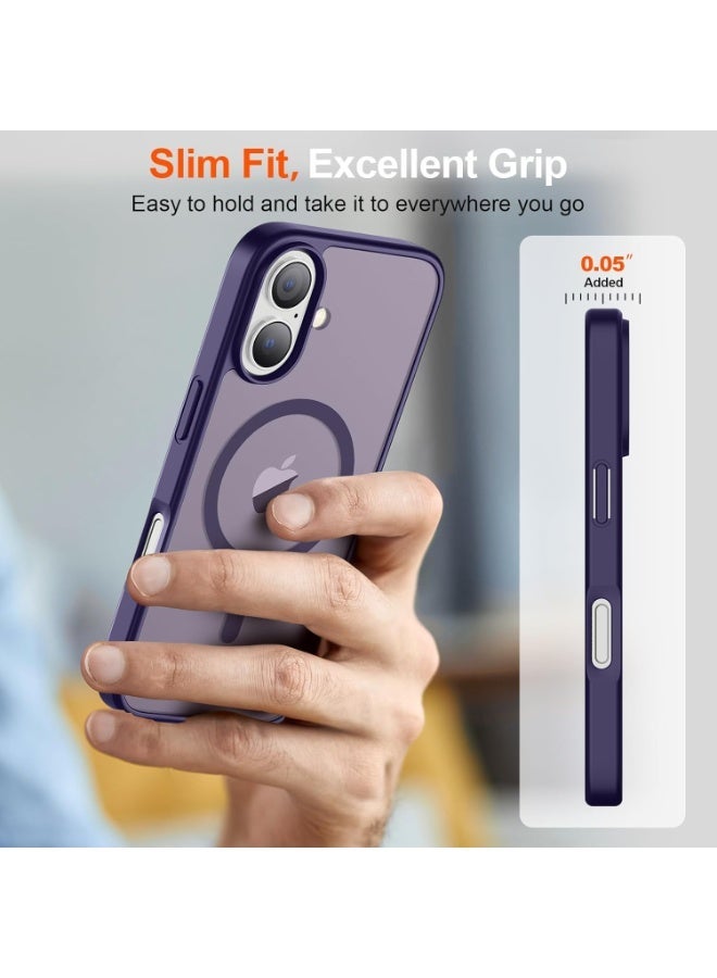 أكاليكس جراب مغناطيسي غير لامع لهاتف آيفون 17، متوافق مع MagSafe، غطاء فاخر مطلي، جراب حماية للهاتف مقاوم للصدمات مصنوع من مادة TPU الناعمة غير اللامعة | بنفسجي داكن - Image 4