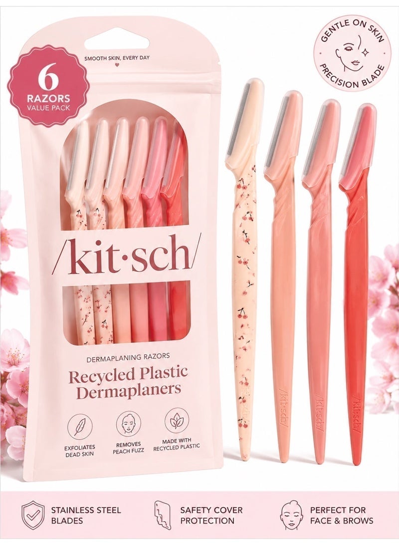 Kitsch Women's Facial & Eyebrow Dermaplaner Razors - 6 Pack, Assorted Colors - Image 2