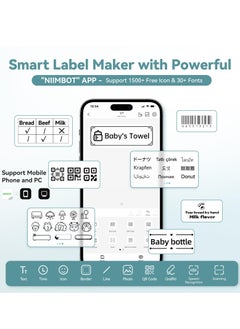 NIIMBOT B1 Label Maker with Auto Identification, Thermal Label Printer with 1 Roll 50mm*30mm White Tape, Portable Bluetooth Label Maker with  20-50mm Print Width, USB Rechargeable, Easy to Use for Office, Home, Business, Blue  - Image 3