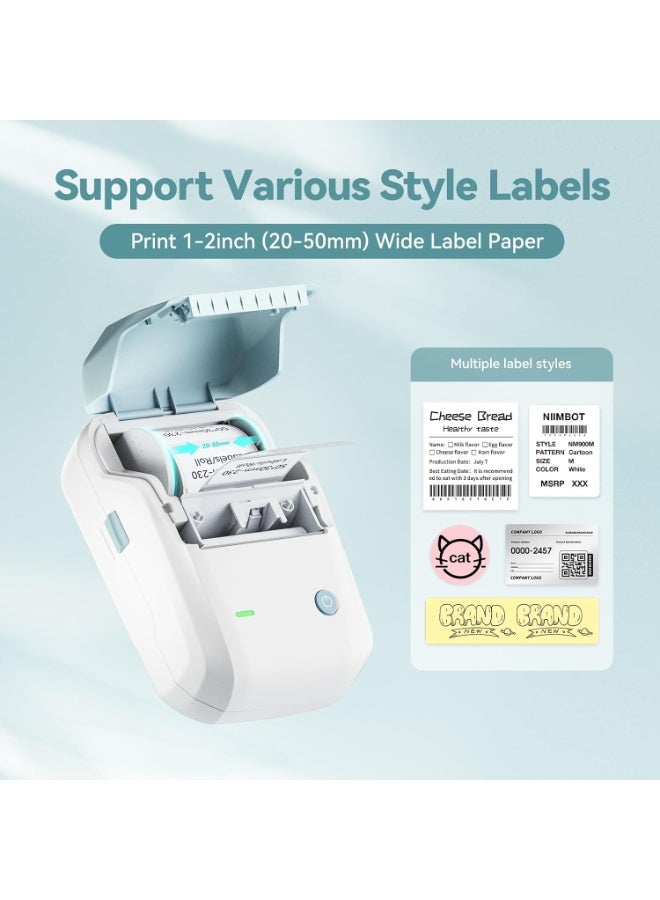 نيمبوت طابعة ملصقات حرارية B1 مع شريط أبيض مقاس 50 مم × 30 مم، صانع ملصقات بلوتوث محمول بعرض طباعة 20-50 مم، قابل لإعادة الشحن عبر USB، طابعة ملصقات حرارية سهلة الاستخدام للعمل والمكتب والفصول الدراسية والمطبخ والمنزل والتعلم والأعمال - Image 2