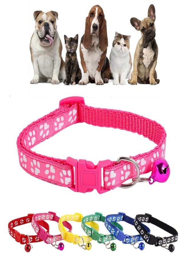 Hachiko (Pack of 4) Cat Collar with Bells, Kitten Puppy Dog Kitty Collar with Cute Pattern Fast Release Buckle Adjustable Length (Color May Vary) - Image 1