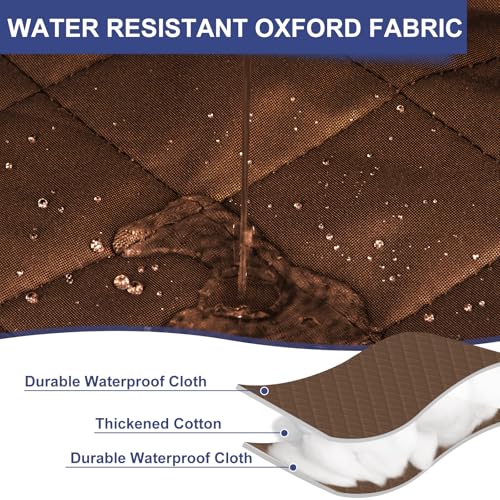 HADOR Magnetic Thermal Insulated Door Curtain Fit Door Size 32" x 80", Quilted Oxford Fabric Thicken Cotton Fill, Winter Cover Keep Cold Draft Out, Blanket Insulation for Front Patio Doors Brown - Image 5