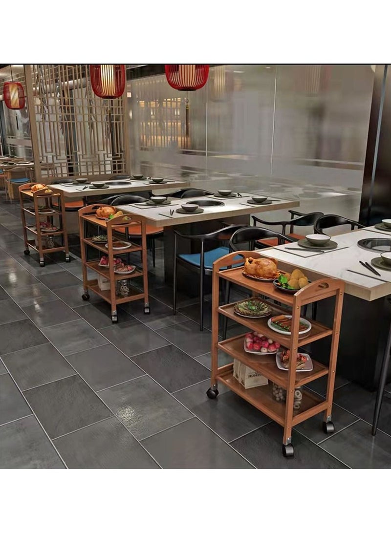 LINGWEI Wooden Kitchen Trolly Food Serving Cart 60x81x33cm - Image 5