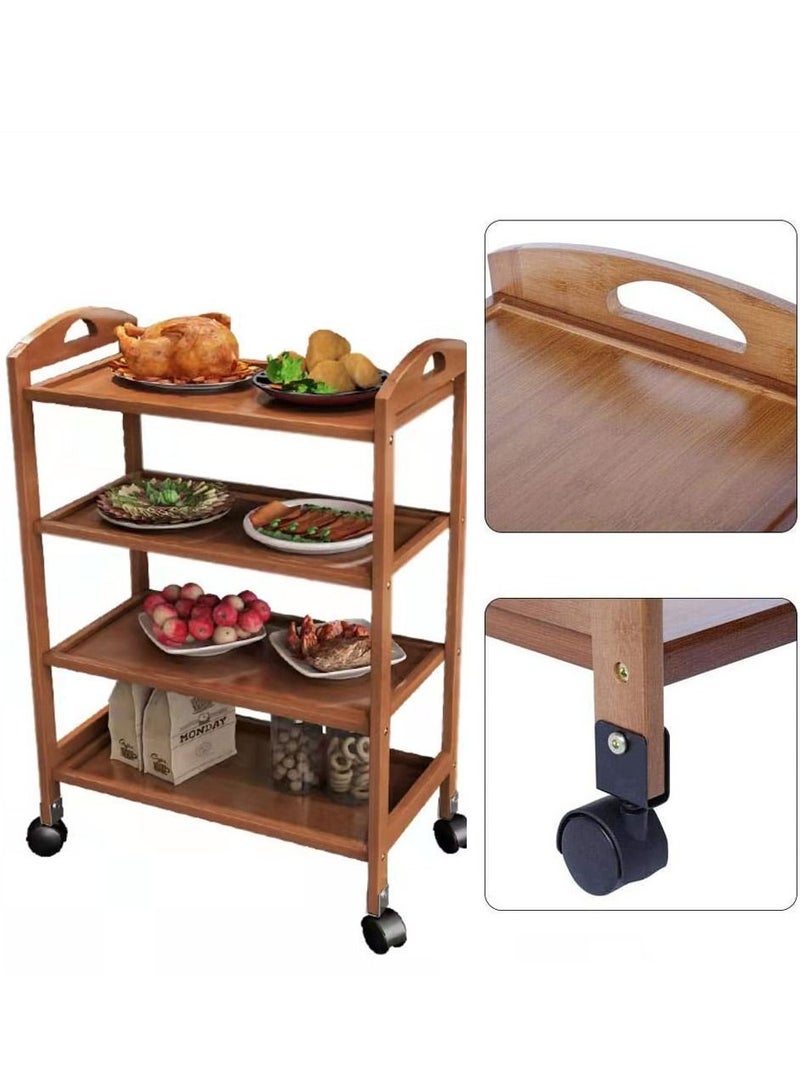 LINGWEI Wooden Kitchen Trolly Food Serving Cart 60x81x33cm - Image 1