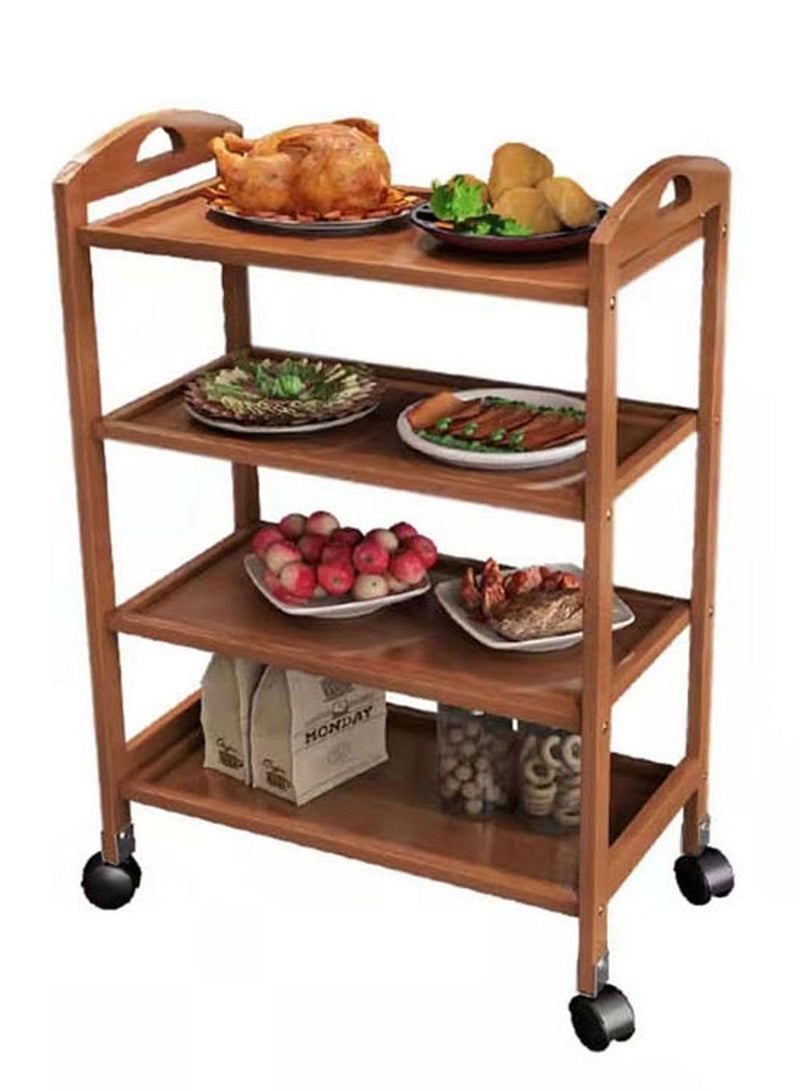 LINGWEI Wooden Kitchen Trolly Food Serving Cart 60x81x33cm - Image 2