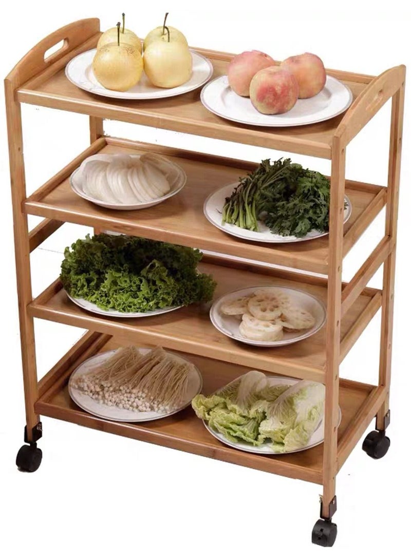 LINGWEI Wooden Kitchen Trolly Food Serving Cart 60x81x33cm - Image 4