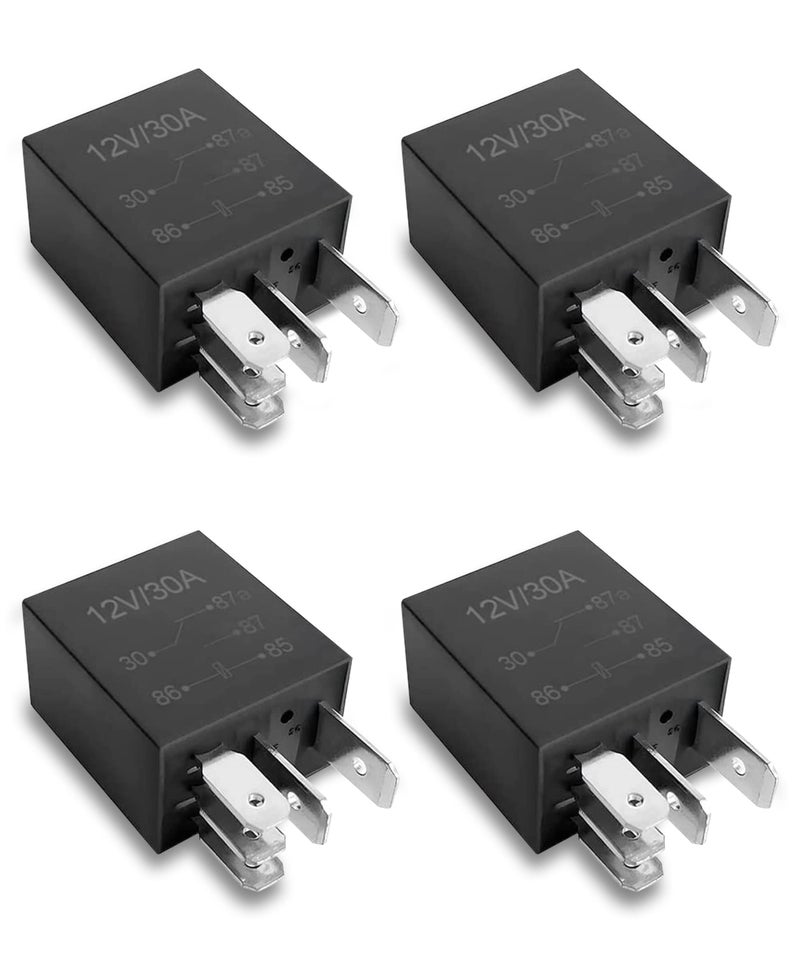 AOCISKA 4 Packs 30A Starter Relay,5 Pin 12V Relay,Multi-Purpose Automotive Relay Black Starter Relay Car Heavy Duty Standard Relay,Automotive Replacement Accessories for Car Motor(5Pin) - Image 1