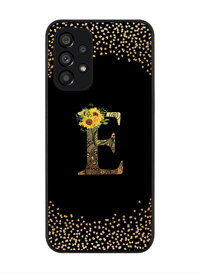 Stylizedd Rugged Black Edge Case for Samsung Galaxy A23 (LTE / 4G), Slim fit Custom Monogram Initial Letter Mandala Floral Pattern Alphabet- E(Black) - Image 1