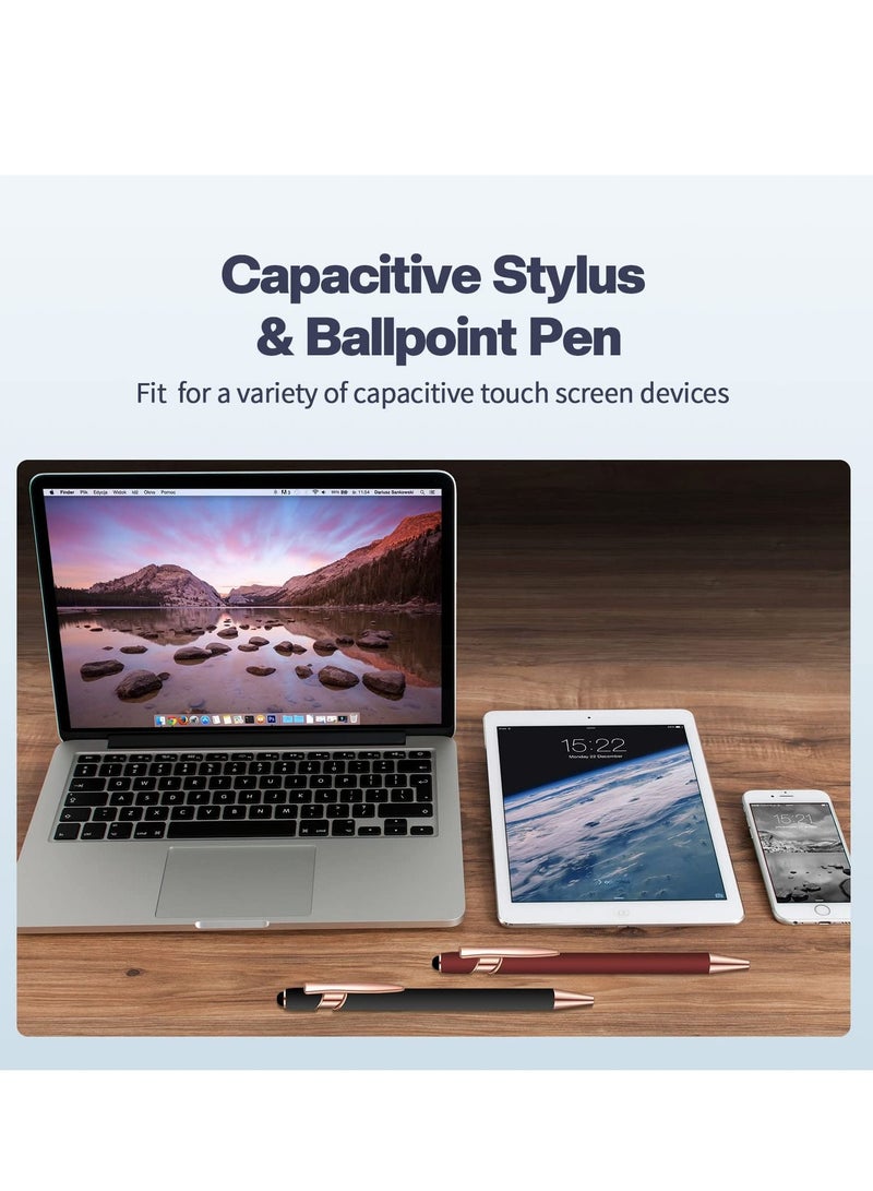 SYOSI Ballpoint Pen with Stylus Tip, 8 Pieces Black Ink Metal Pen Stylus for Touch Screens for Office School Stationery Supplies Tablets and More (Red, Green, Navy, Black)  - Image 4