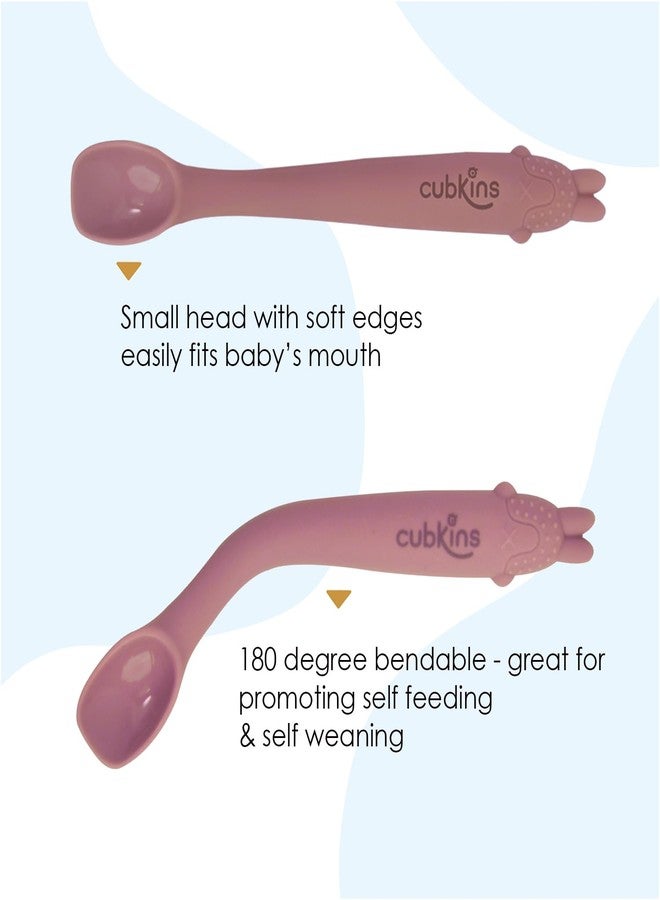 Cubkins Early Feeding Bendable Silicone Spoon for Newborn Babies, Toddlers & Kids | Non-Toxic, Food Safe and BPA Free | Washable and Reusable (Raspberry), 17.5 cm - Image 4