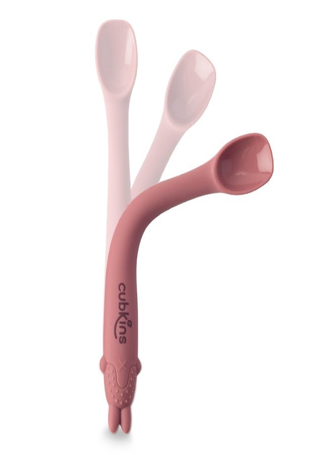 Cubkins Early Feeding Bendable Silicone Spoon for Newborn Babies, Toddlers & Kids | Non-Toxic, Food Safe and BPA Free | Washable and Reusable (Raspberry), 17.5 cm - Image 1