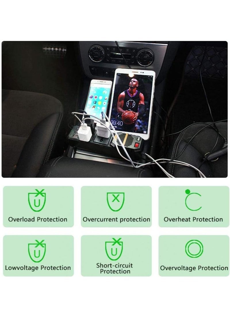 Gravity 200W Car Inverter 12V to 220Volt DC to AC Converter 4 USB 3.1A Charger Wave Auto Adapter Voltage Transformer 12V - Image 3