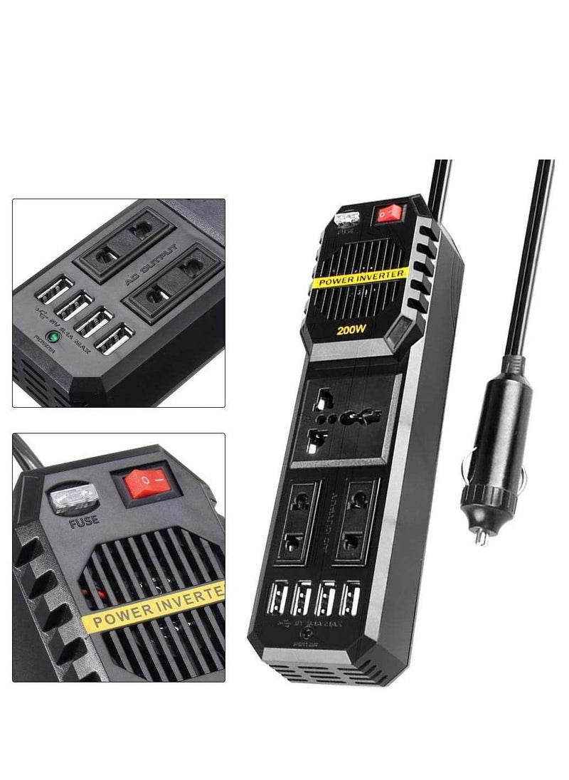 Gravity 200W Car Inverter 12V to 220Volt DC to AC Converter 4 USB 3.1A Charger Wave Auto Adapter Voltage Transformer 12V - Image 2
