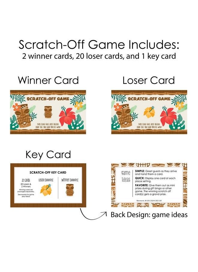 Big Dot of Happiness Tropical Luau Hawaiian Beach Party Game Scratch Off Cards 22 Count  - Image 5