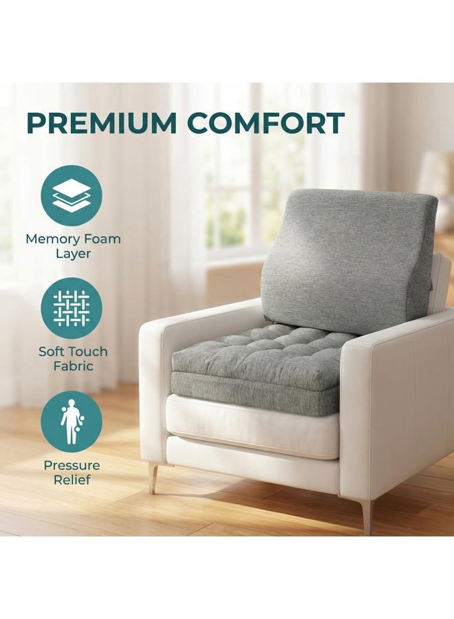 BAIBU Recliner Cushions with Lumbar Support Pillow for Elderly, 20x20x5 Inch Dual-Layer Patent Design Memory Foam Seat Cushions for Couches for Easy to Stand Up & Reduce Hip & Lumbar Pain, Dark Gray - Image 3