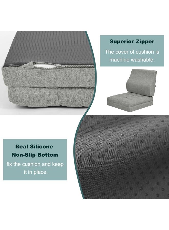 BAIBU Recliner Cushions with Lumbar Support Pillow for Elderly, 20x20x5 Inch Dual-Layer Patent Design Memory Foam Seat Cushions for Couches for Easy to Stand Up & Reduce Hip & Lumbar Pain, Dark Gray - Image 5