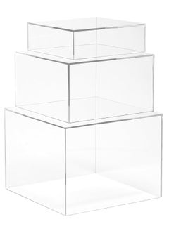 Buffet Risers, Food Risers for Buffet Table, Display Stand Shelf for Catering Dessert Collectibles, Acrylic Cube Display Nesting Risers with Hollow Bottoms Clear